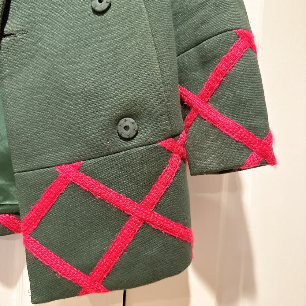 ELEVENSES Anthropologie Tamarisk Green Lattice Peacoat | 00P - Picture 9 of 11